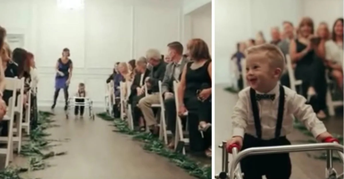 Este niño con síndrome de Down roba el corazón de todos cuando camina hacia el altar